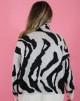 Zebra Print High Neck Sweater