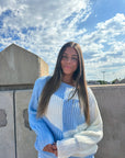 Sky Heart Contrast Knitted Sweater