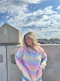 Thumbnail for Rainbow Hues Cozy Sweater